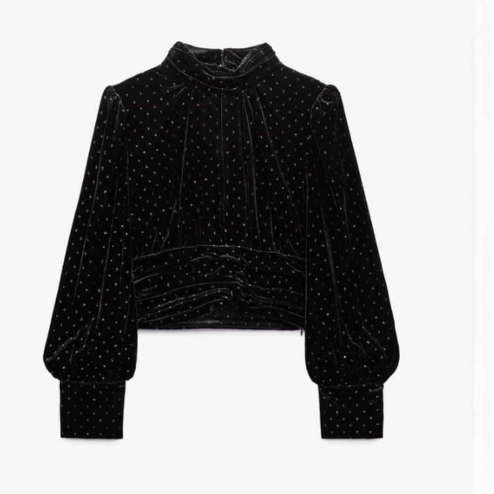 RHINESTONE VELVET TOP (ZARA)